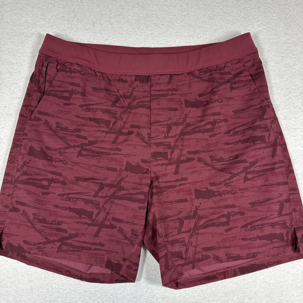 Public Rec Mens Flex Shorts Lined‎ 40 Maroon Camo 7" Inseam Gym Swim Athletic